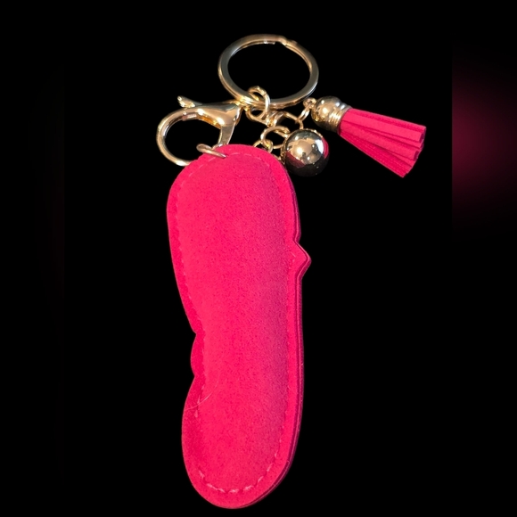 Rhinestone Flip-Flop Bag Charm / Keychain with Tassel - Picture 3 of 3